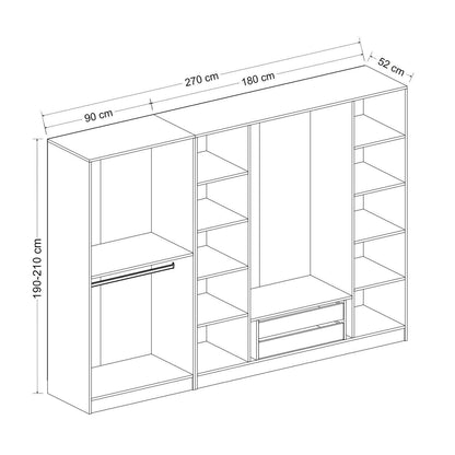 Ντουλάπα 270x210x52 εκ Dore 506MNR2747