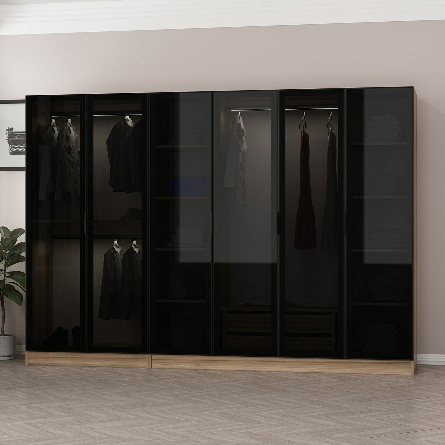 Ντουλάπα 270x210x52 εκ Golden Oak Dark Grey 506MNR2756