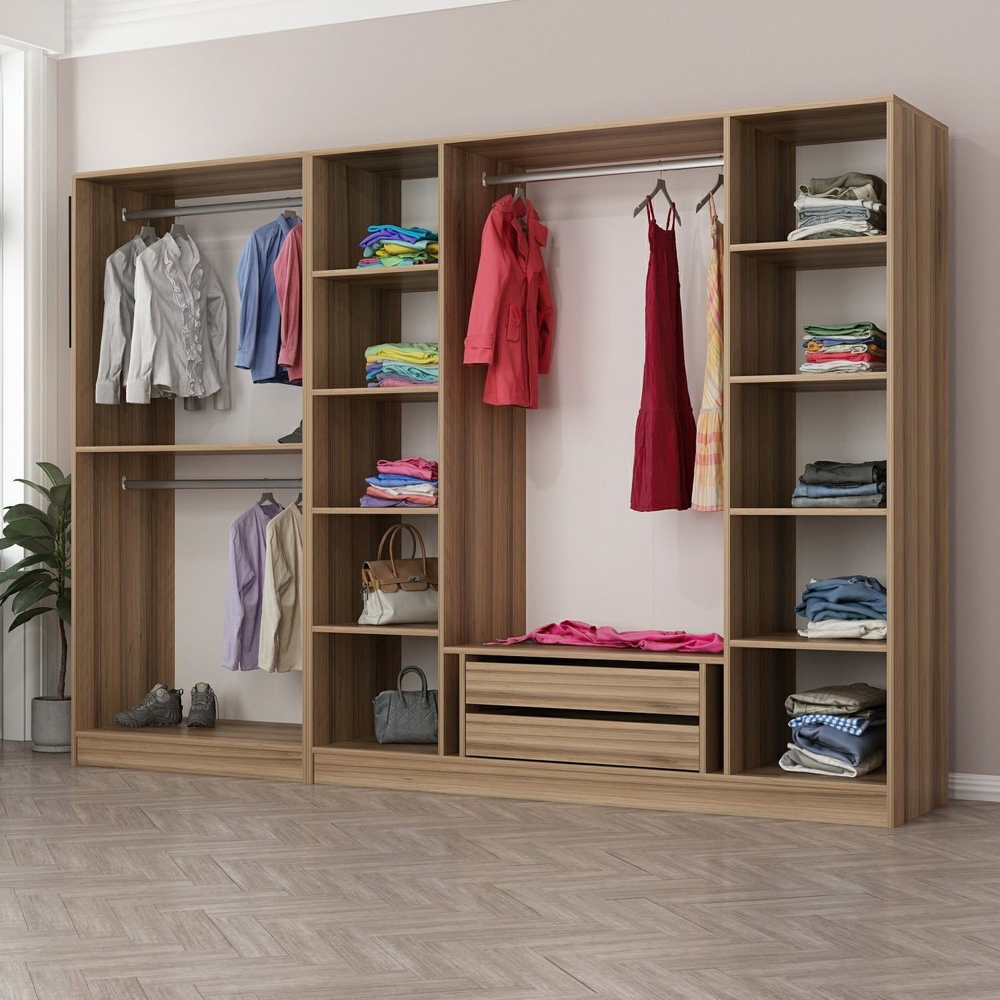 Ντουλάπα 270x210x52 εκ Golden Oak Dark Grey 506MNR2756