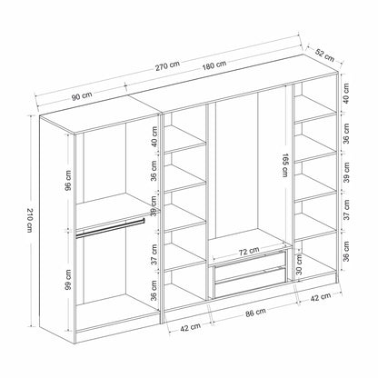 Ντουλάπα 270x210x52 εκ Golden Oak Dark Grey 506MNR2756