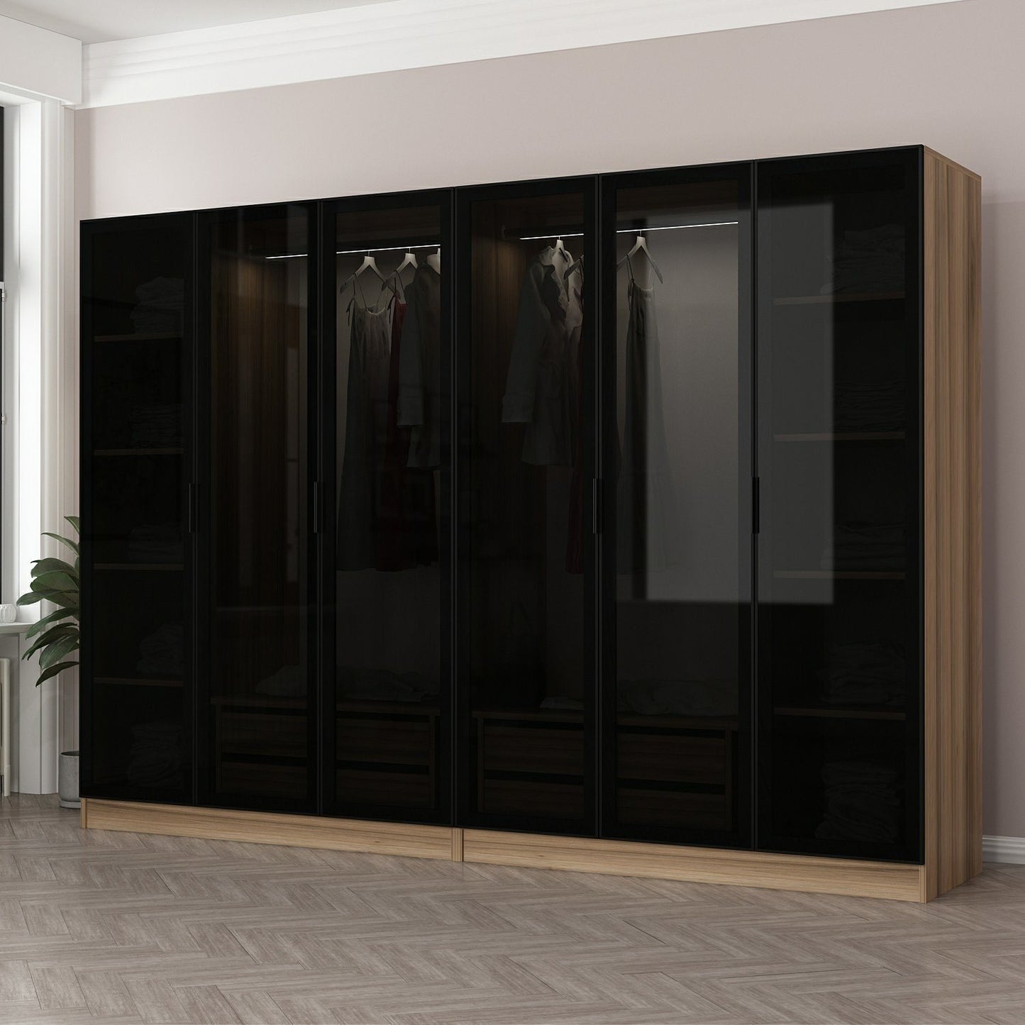 Ντουλάπα 270x210x52 εκ Golden Oak Dark Grey 506MNR2757
