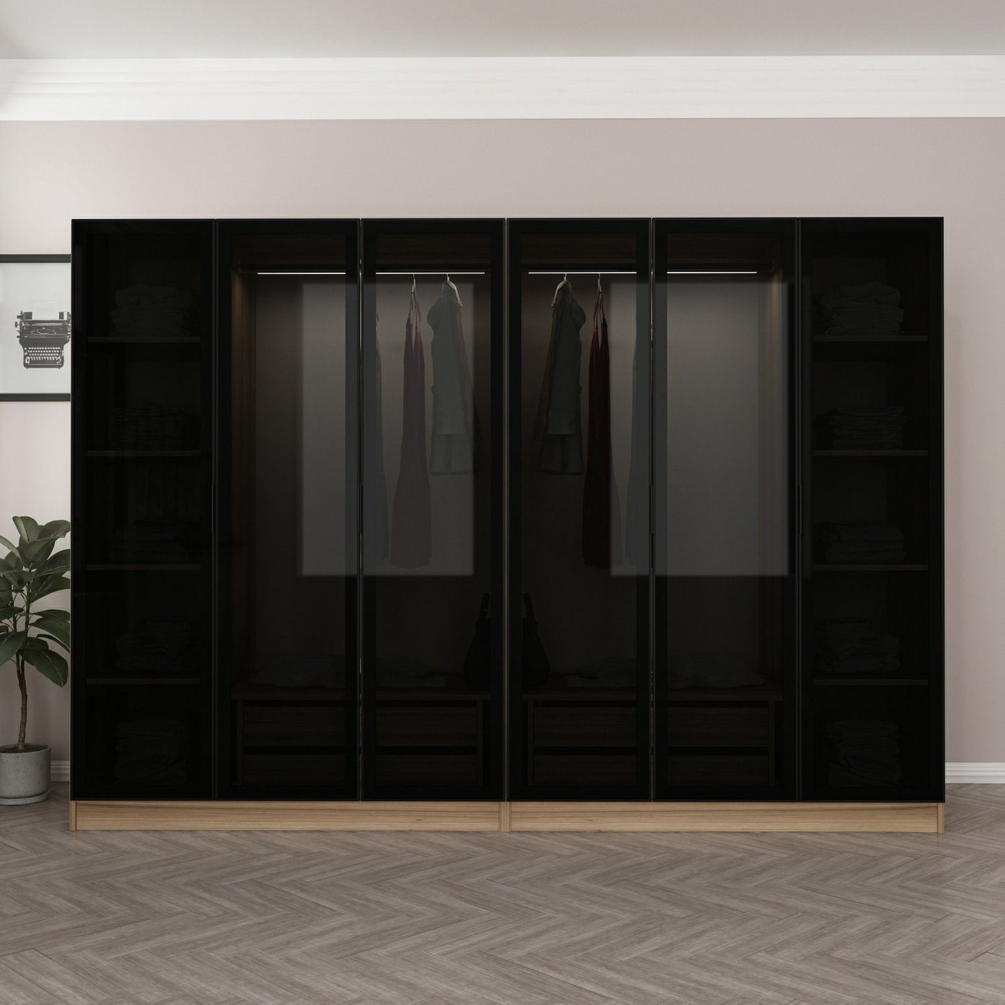 Ντουλάπα 270x210x52 εκ Golden Oak Dark Grey 506MNR2757