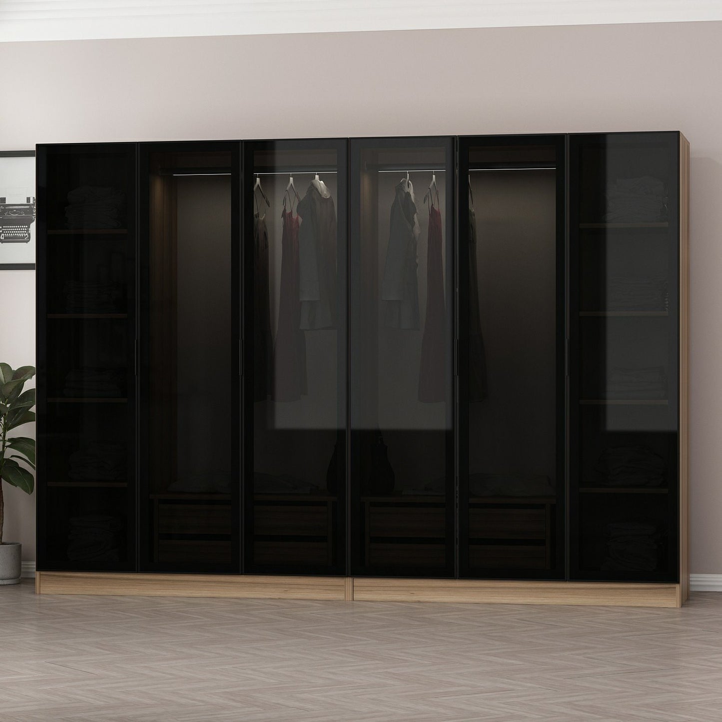 Ντουλάπα 270x210x52 εκ Golden Oak Dark Grey 506MNR2757