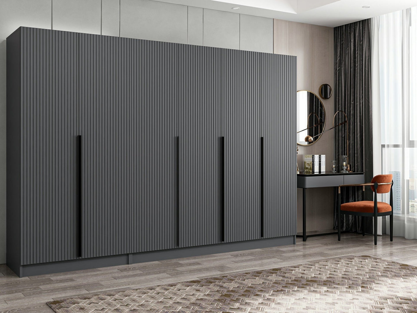 Ντουλάπα 270x210x52 εκ Ανθρακί 506MNR2758