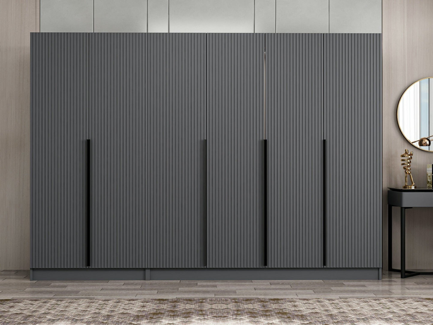 Ντουλάπα 270x210x52 εκ Ανθρακί 506MNR2758