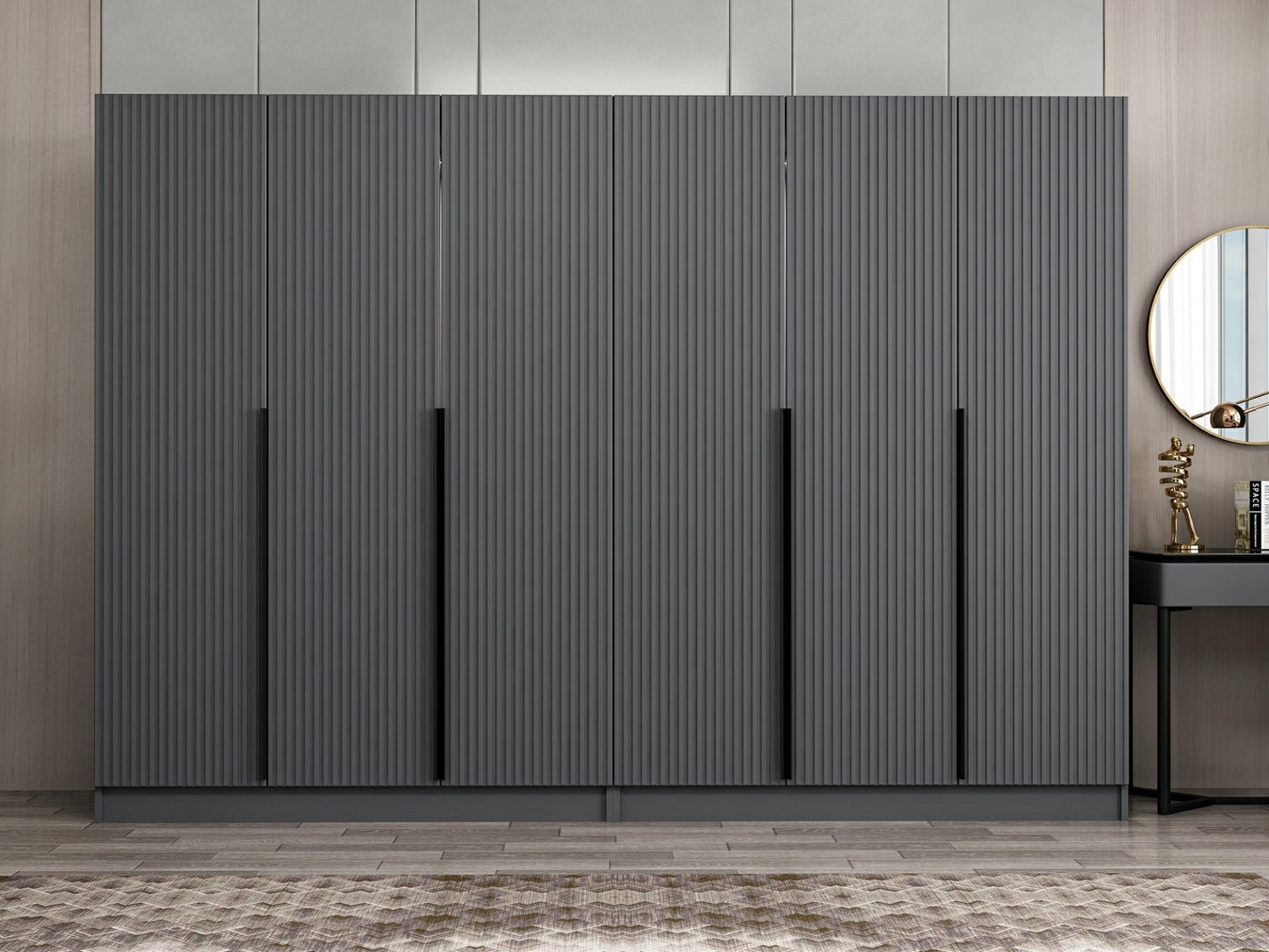 Ντουλάπα 270x210x52 εκ Ανθρακί 506MNR2763