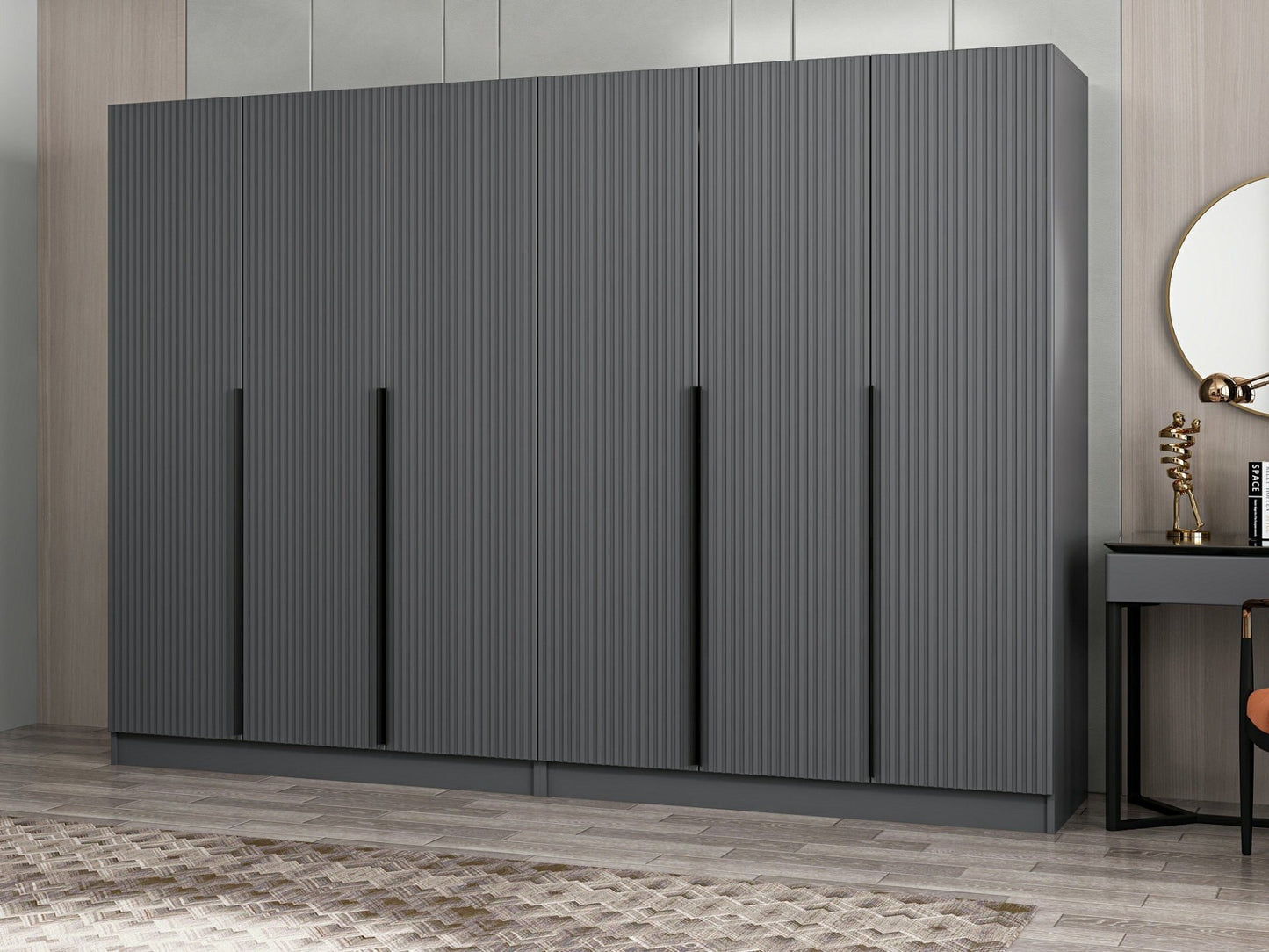 Ντουλάπα 270x210x52 εκ Ανθρακί 506MNR2763