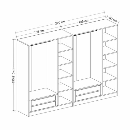 Ντουλάπα 270x190x52 εκ Λευκό 506MNR2767