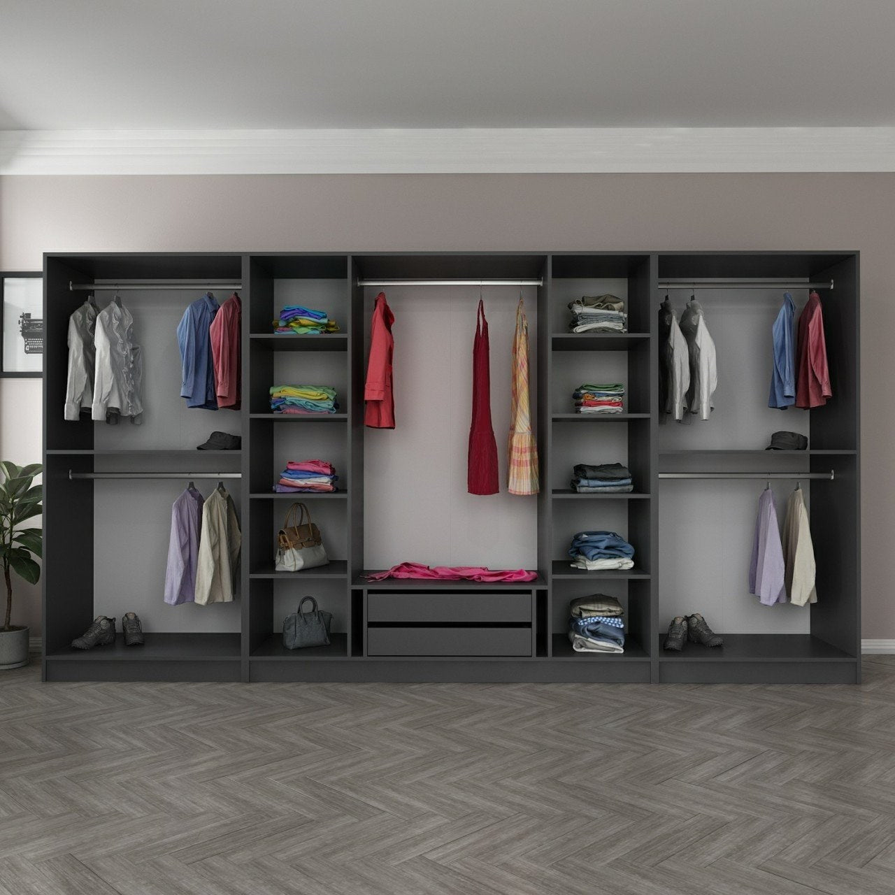 Ντουλάπα 360x190x52 εκ Ανθρακί 506MNR2769
