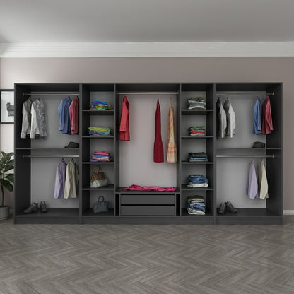 Ντουλάπα 360x190x52 εκ Ανθρακί 506MNR2769
