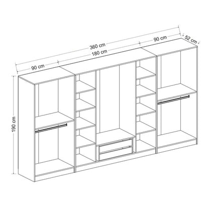 Ντουλάπα 360x190x52 εκ Λευκό 506MNR2771