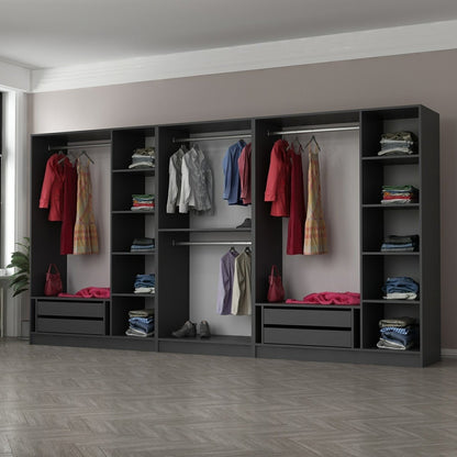 Ντουλάπα 360x190x52 εκ Ανθρακί 506MNR2773