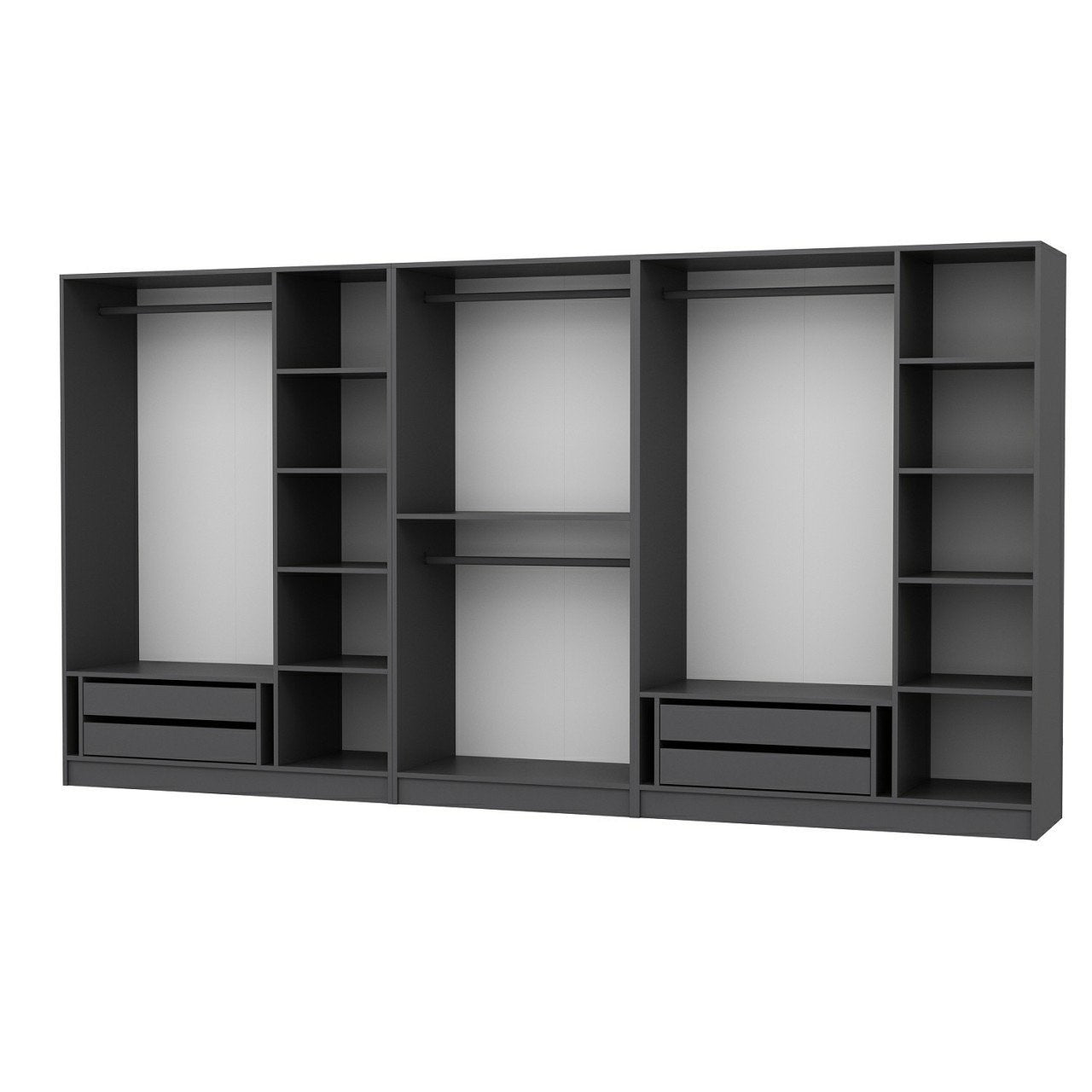 Ντουλάπα 360x190x52 εκ Ανθρακί 506MNR2773