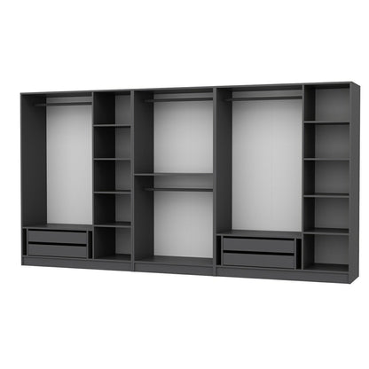 Ντουλάπα 360x190x52 εκ Ανθρακί 506MNR2773