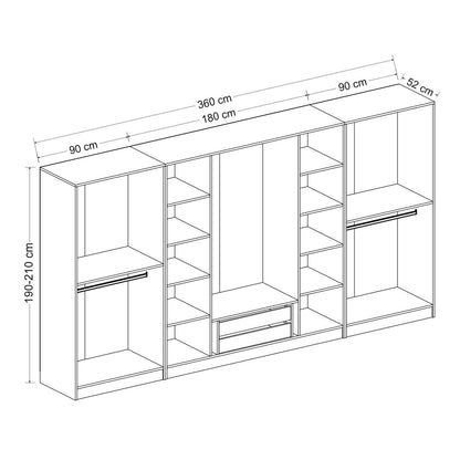 Ντουλάπα 360x190x52 εκ Dore 506MNR2777