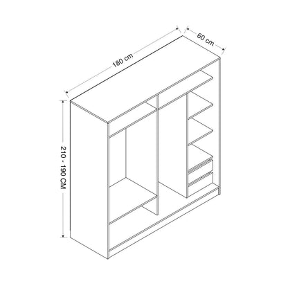 Ντουλάπα 180x190x52 εκ Dore 506MNR2783