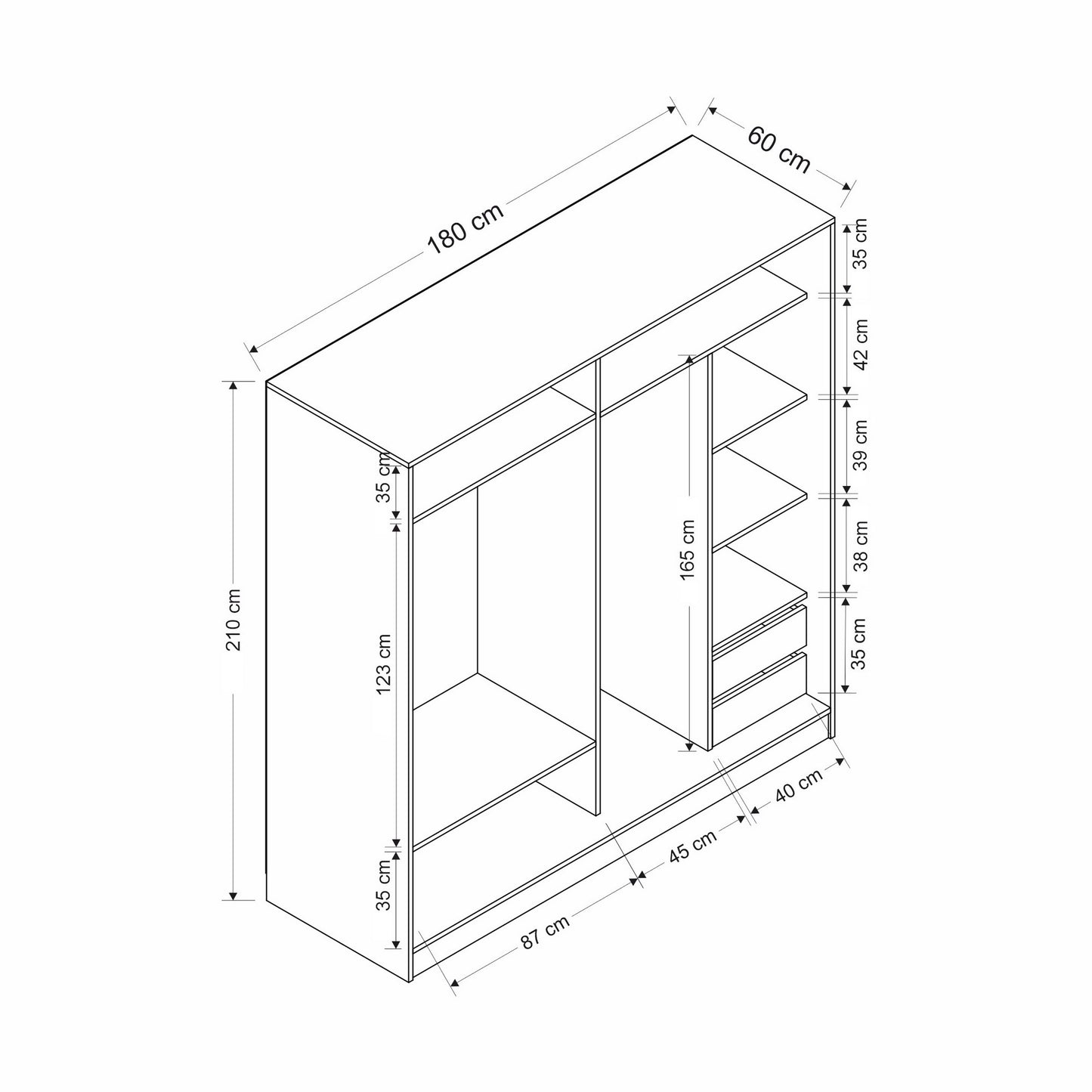Ντουλάπα 220x210x60 εκ Λευκό 506MNR2785