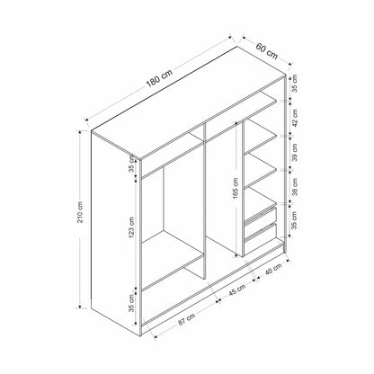 Ντουλάπα 220x210x60 εκ Λευκό 506MNR2785