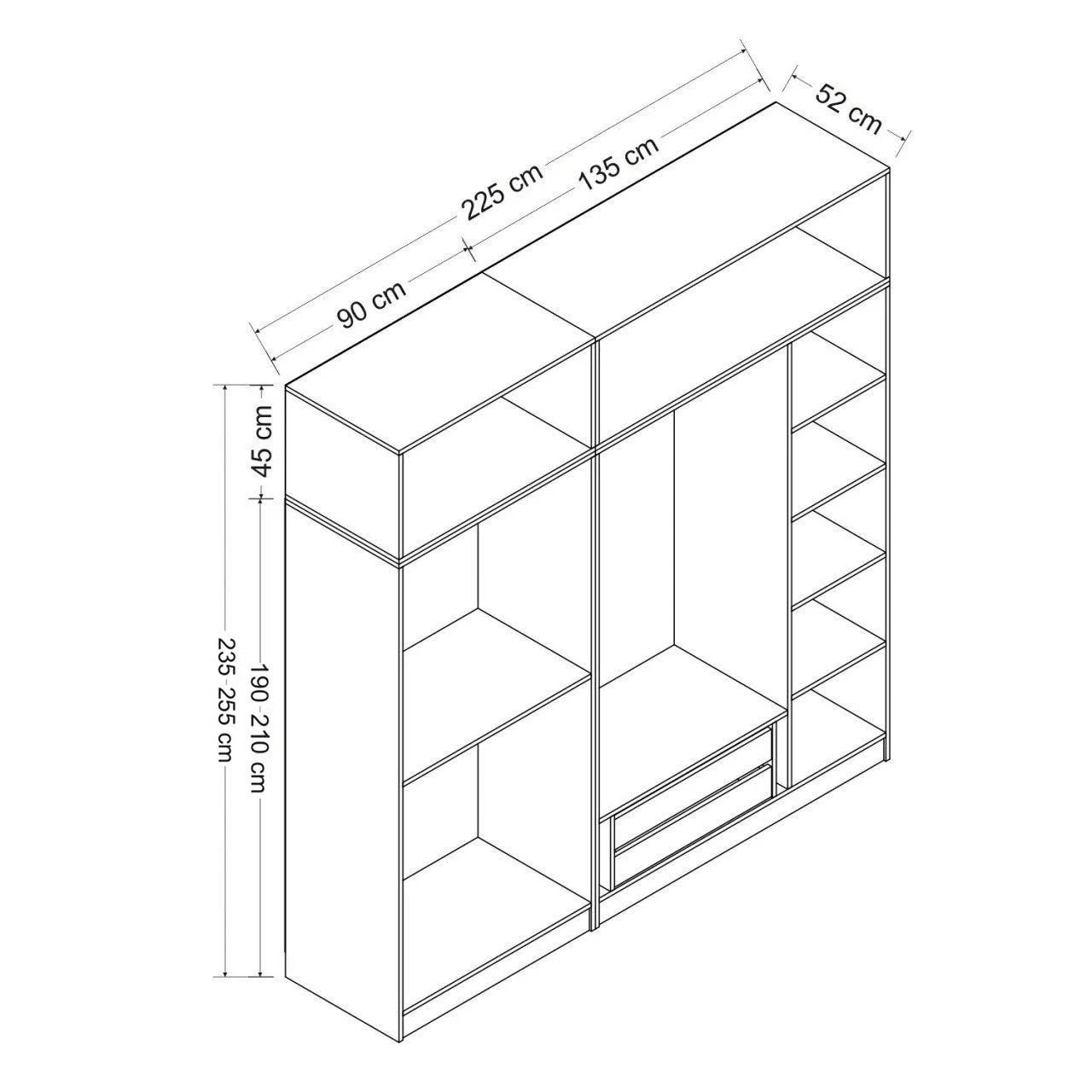 Ντουλάπα 225x235x52 εκ Λευκό 506MNR2787