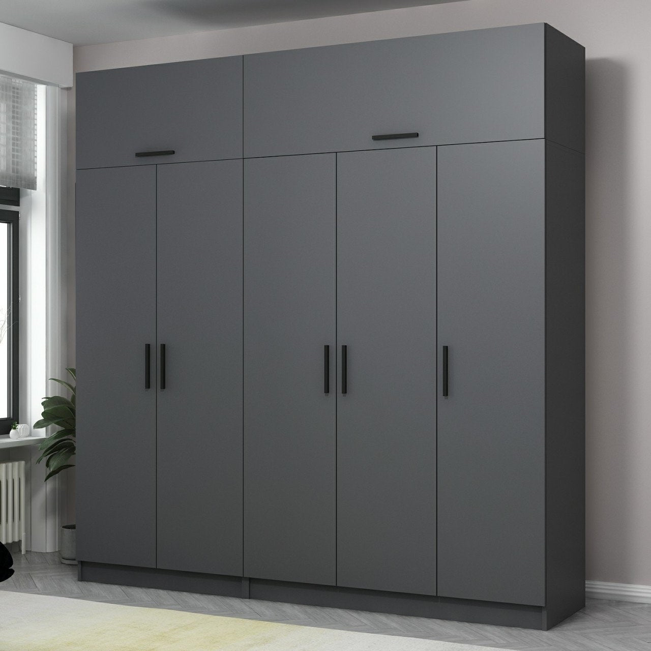Ντουλάπα 225x255x52 εκ Ανθρακί 506MNR2792