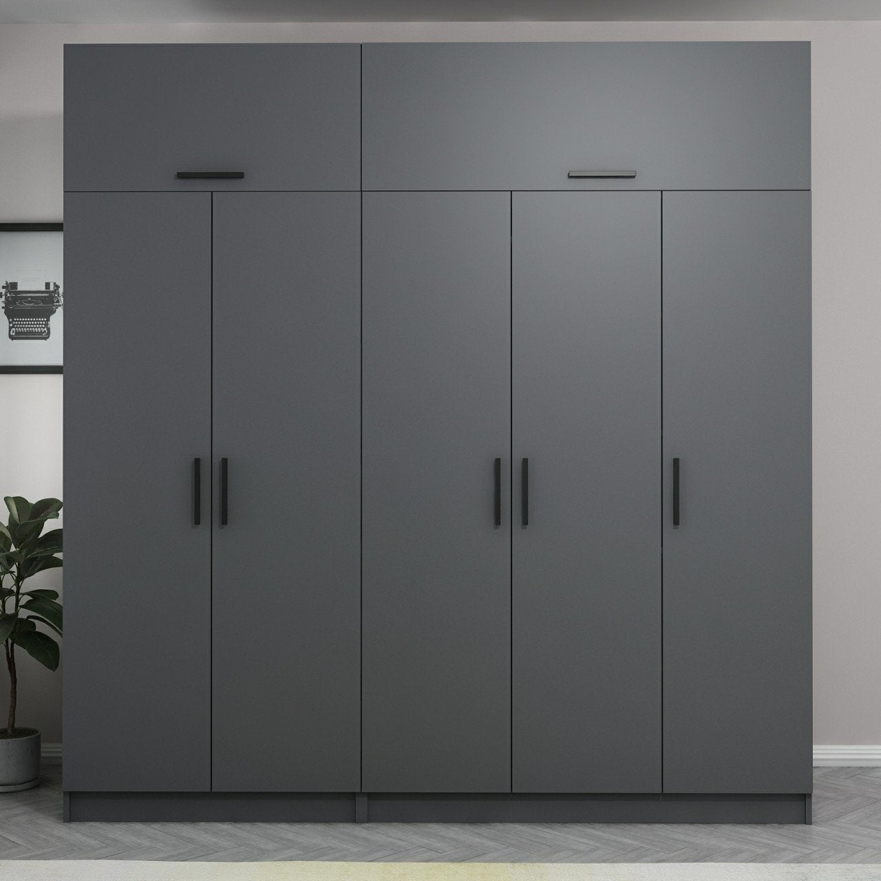 Ντουλάπα 225x255x52 εκ Ανθρακί 506MNR2792