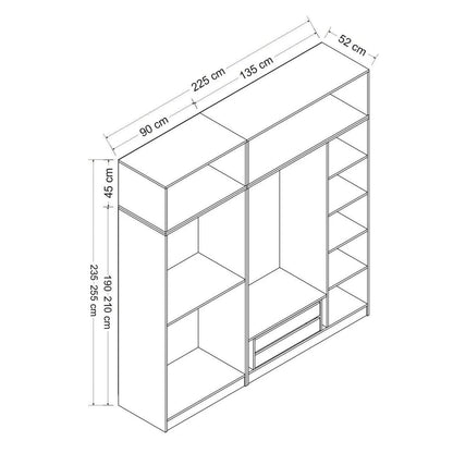 Ντουλάπα 225x255x52 εκ Λευκό 506MNR2805