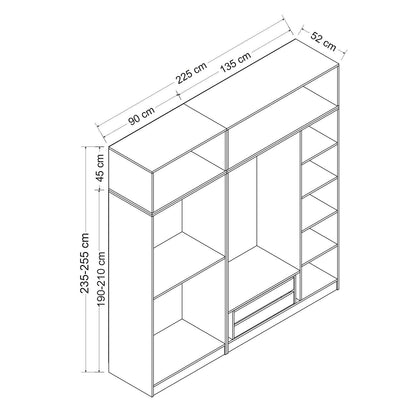 Ντουλάπα 225x190x52 εκ Λευκό 506MNR2810