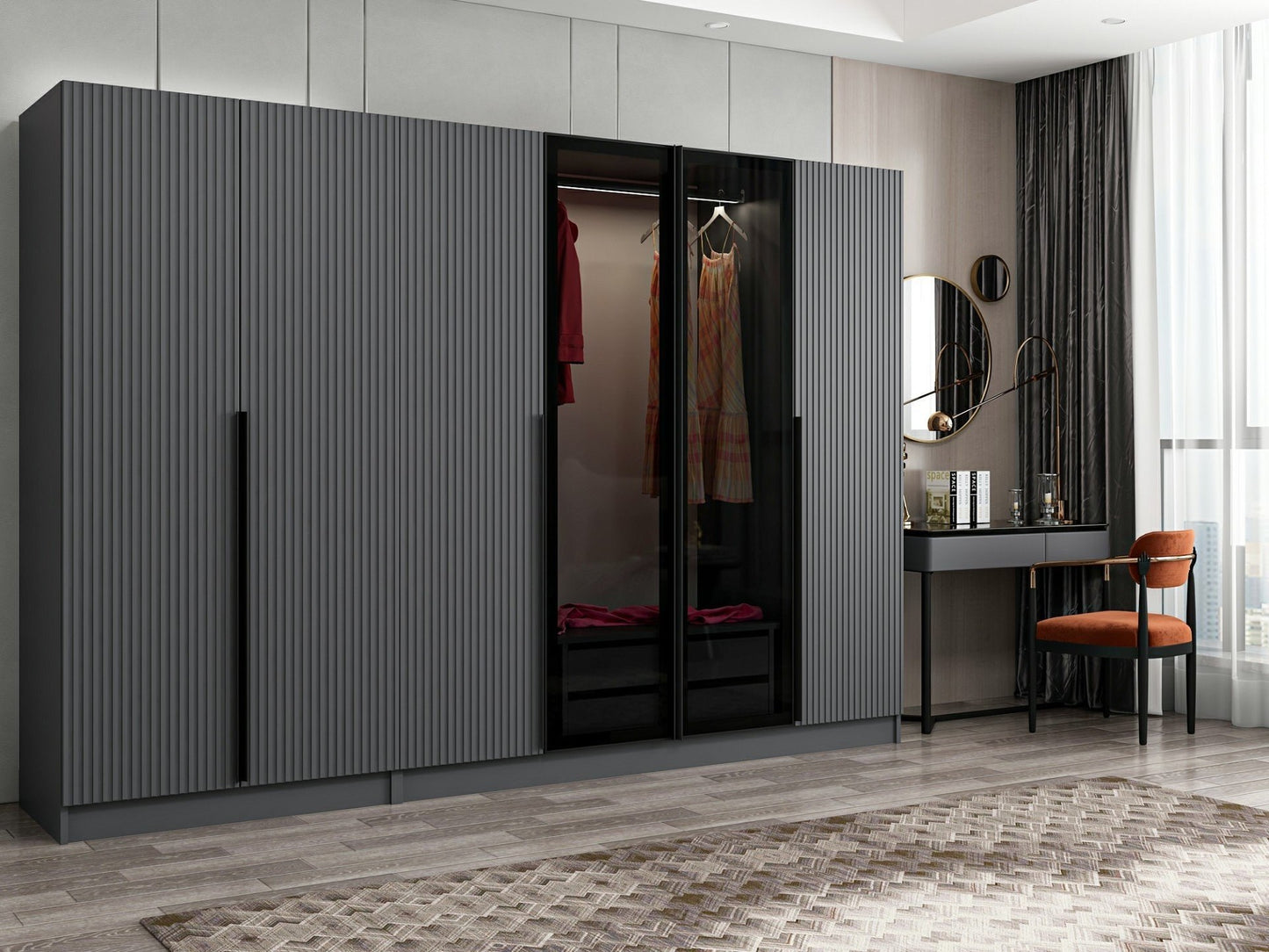 Ντουλάπα 270x210x52 εκ Anthracite Dark Grey 506MNR2853
