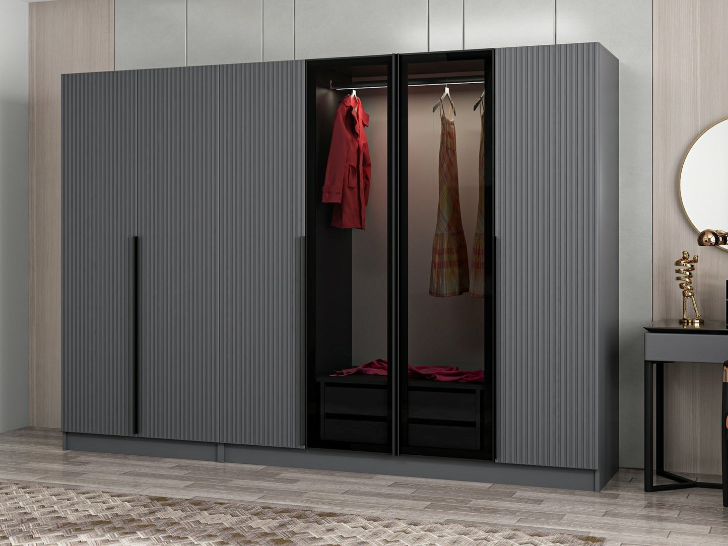 Ντουλάπα 270x210x52 εκ Anthracite Dark Grey 506MNR2853