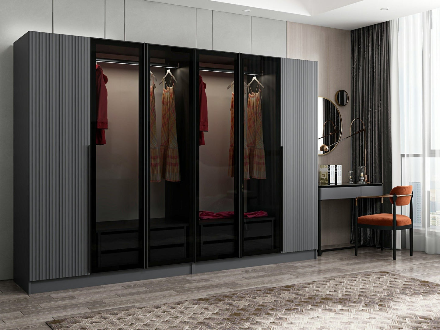 Ντουλάπα 270x210x52 εκ Anthracite Dark Grey 506MNR2854