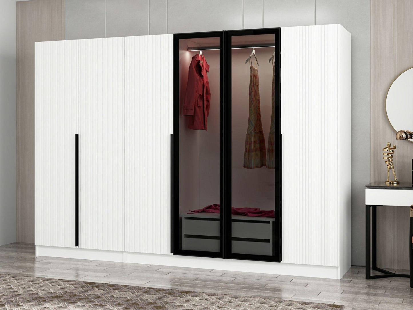 Ντουλάπα 270x210x52 εκ White Dark Grey 506MNR2855