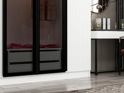 Ντουλάπα 270x210x52 εκ White Dark Grey 506MNR2855