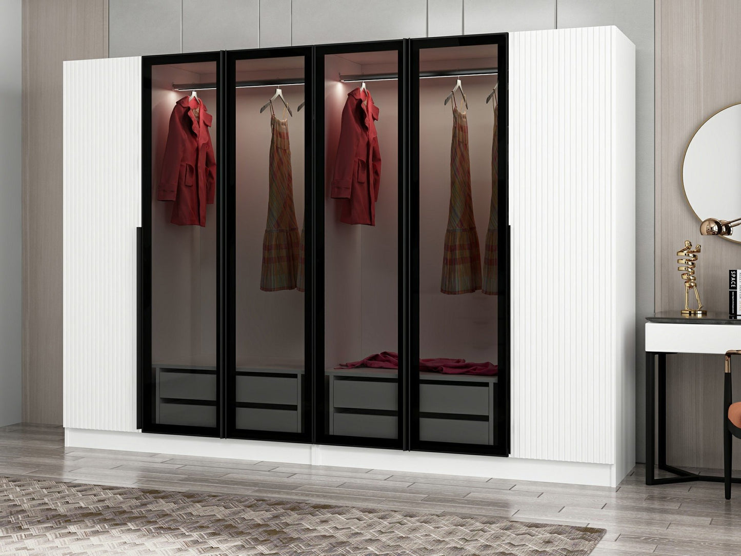 Ντουλάπα 270x210x52 εκ White Dark Grey 506MNR2856