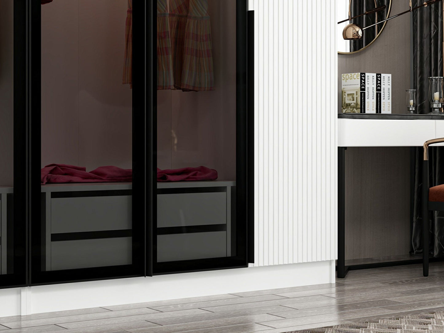 Ντουλάπα 270x210x52 εκ White Dark Grey 506MNR2856