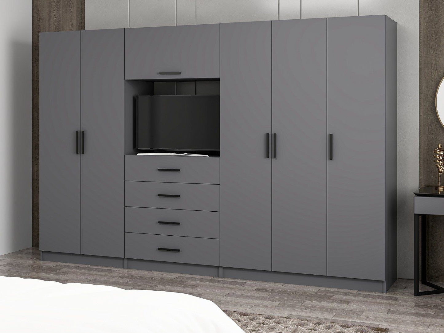 Ντουλάπα 315x210x52 εκ Ανθρακί 506MNR2859