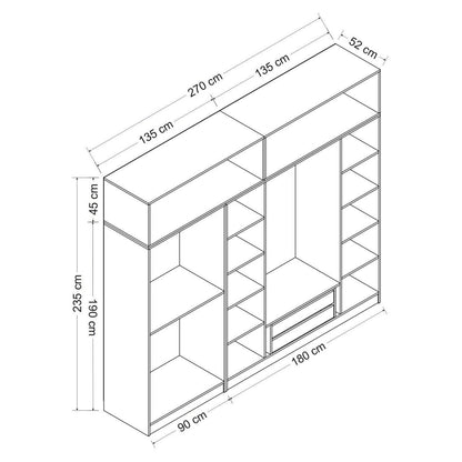 Ντουλάπα 270x255x52 εκ Λευκό 506MNR2863