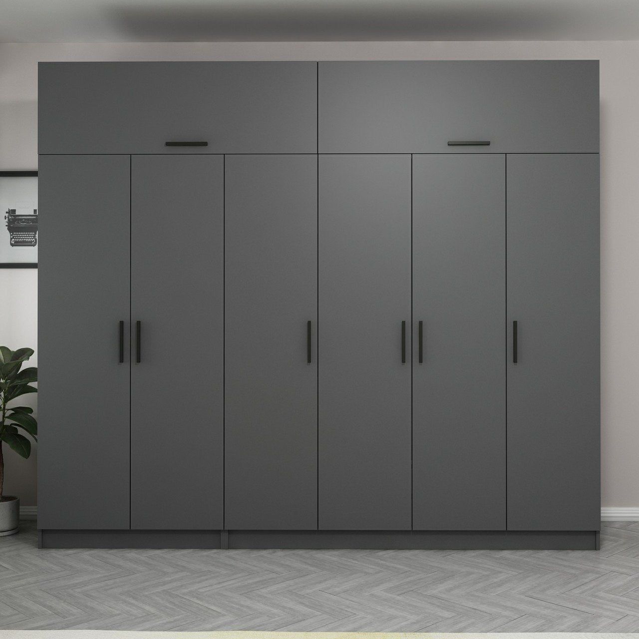 Ντουλάπα 270x255x52 εκ Ανθρακί 506MNR2878