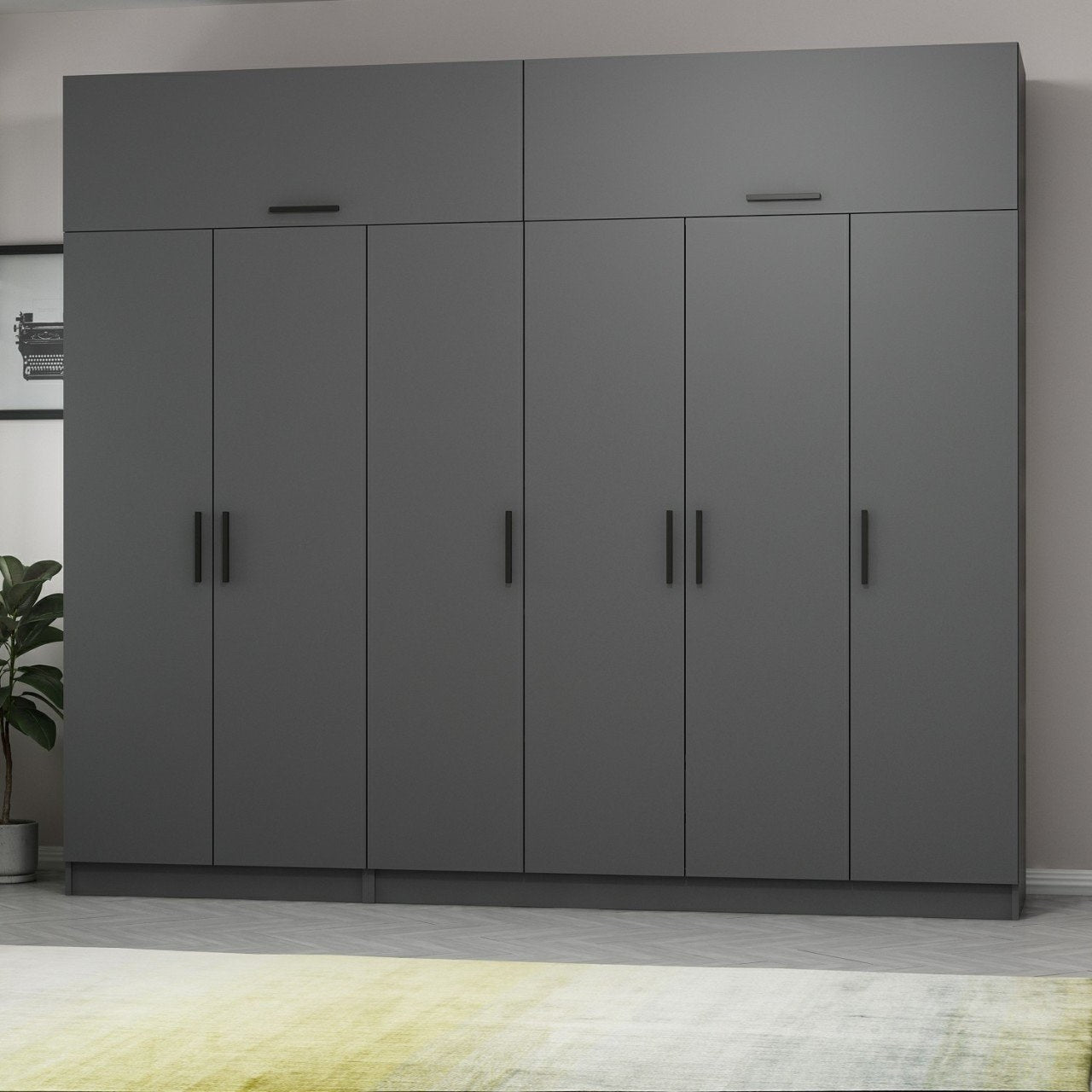 Ντουλάπα 270x255x52 εκ Ανθρακί 506MNR2878