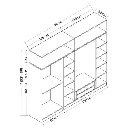Ντουλάπα 270x235x52 εκ Ανθρακί 506MNR2881