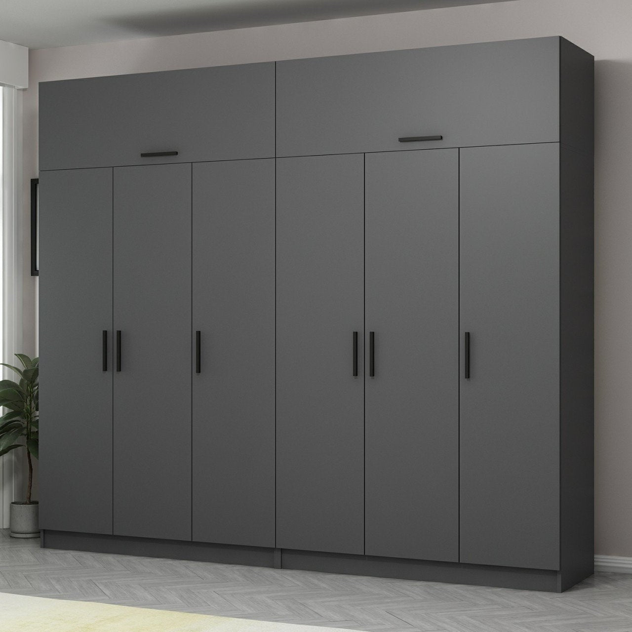 Ντουλάπα 270x255x52 εκ Ανθρακί 506MNR2884
