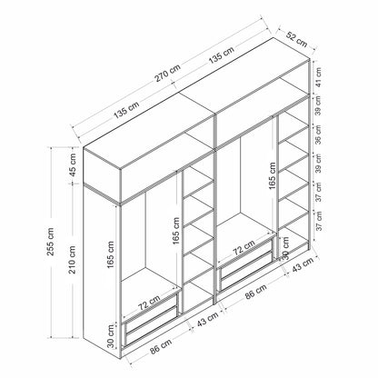 Ντουλάπα 270x255x52 εκ Λευκό 506MNR2890