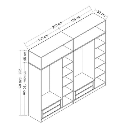 Ντουλάπα 270x235x52 εκ Λευκό 506MNR2891