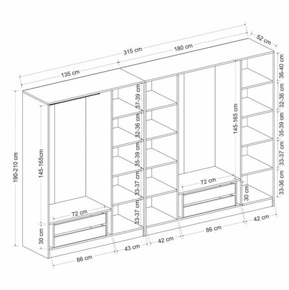 Ντουλάπα 315x210x52 εκ Λευκό 506MNR2950