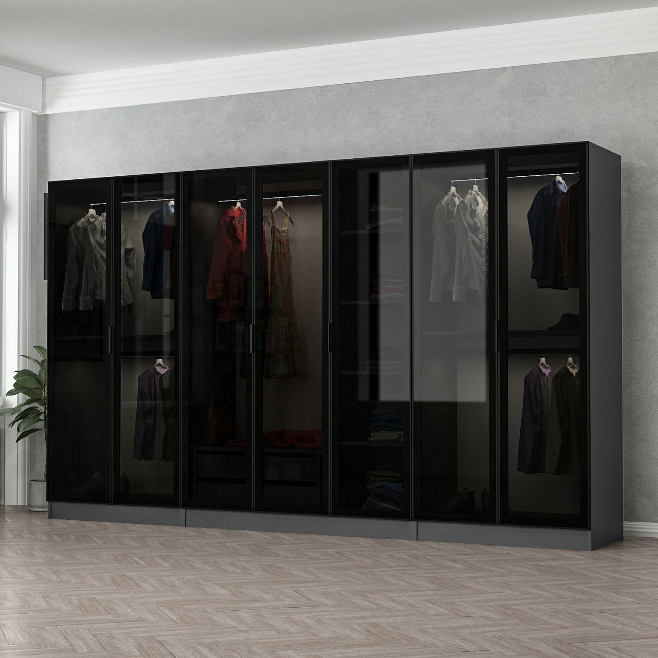 Ντουλάπα 315x190x52 εκ Anthracite Black 506MNR2983