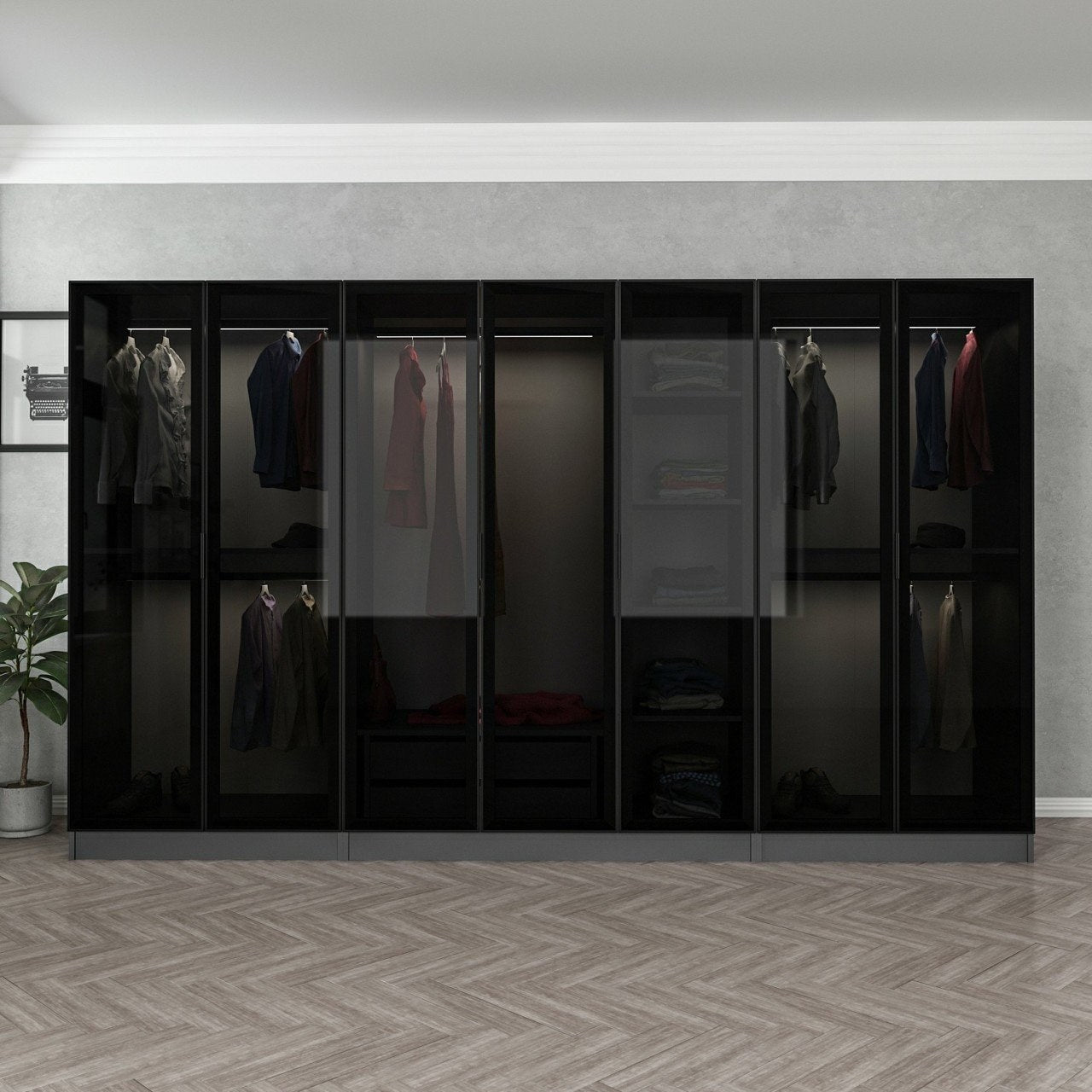 Ντουλάπα 315x190x52 εκ Anthracite Black 506MNR2983
