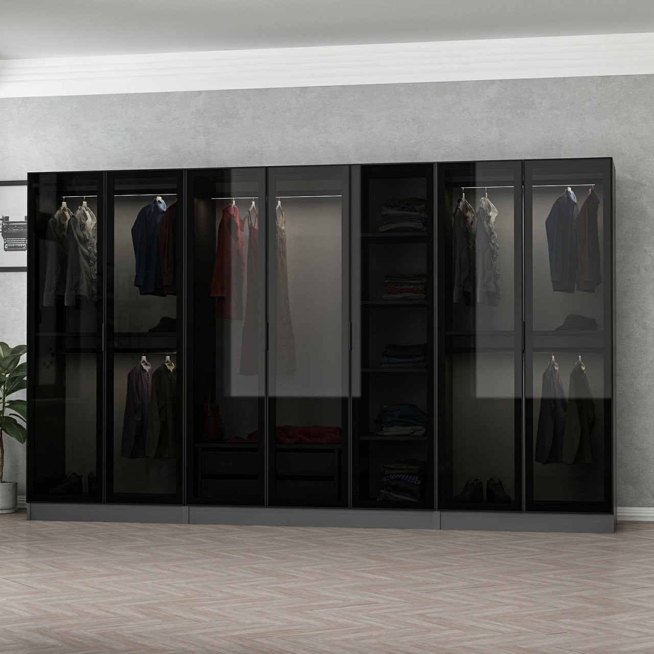 Ντουλάπα 315x190x52 εκ Anthracite Black 506MNR2983