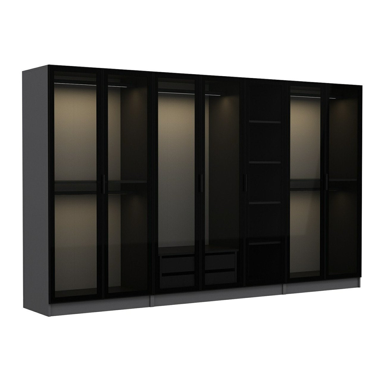 Ντουλάπα 315x190x52 εκ Anthracite Black 506MNR2983