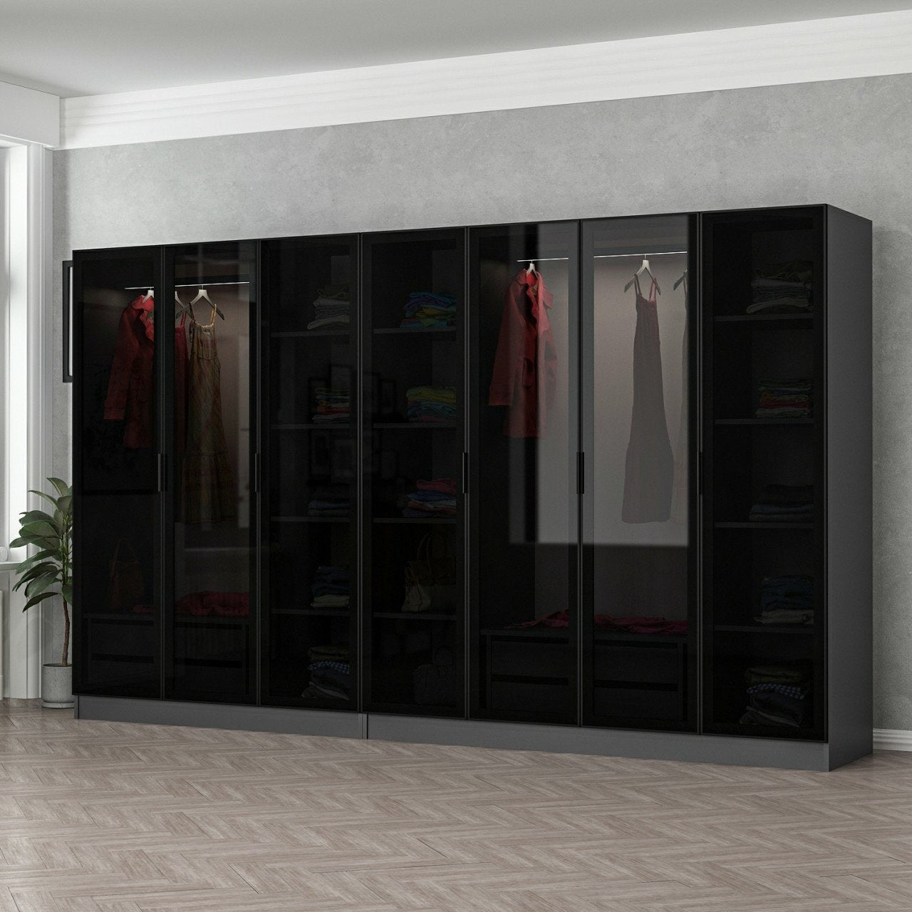 Ντουλάπα 315x190x52 εκ Anthracite Black 506MNR2985