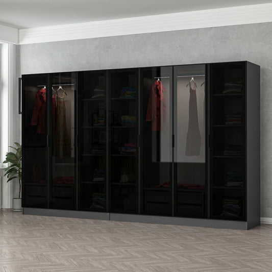 Ντουλάπα 315x190x52 εκ Anthracite Black 506MNR2985