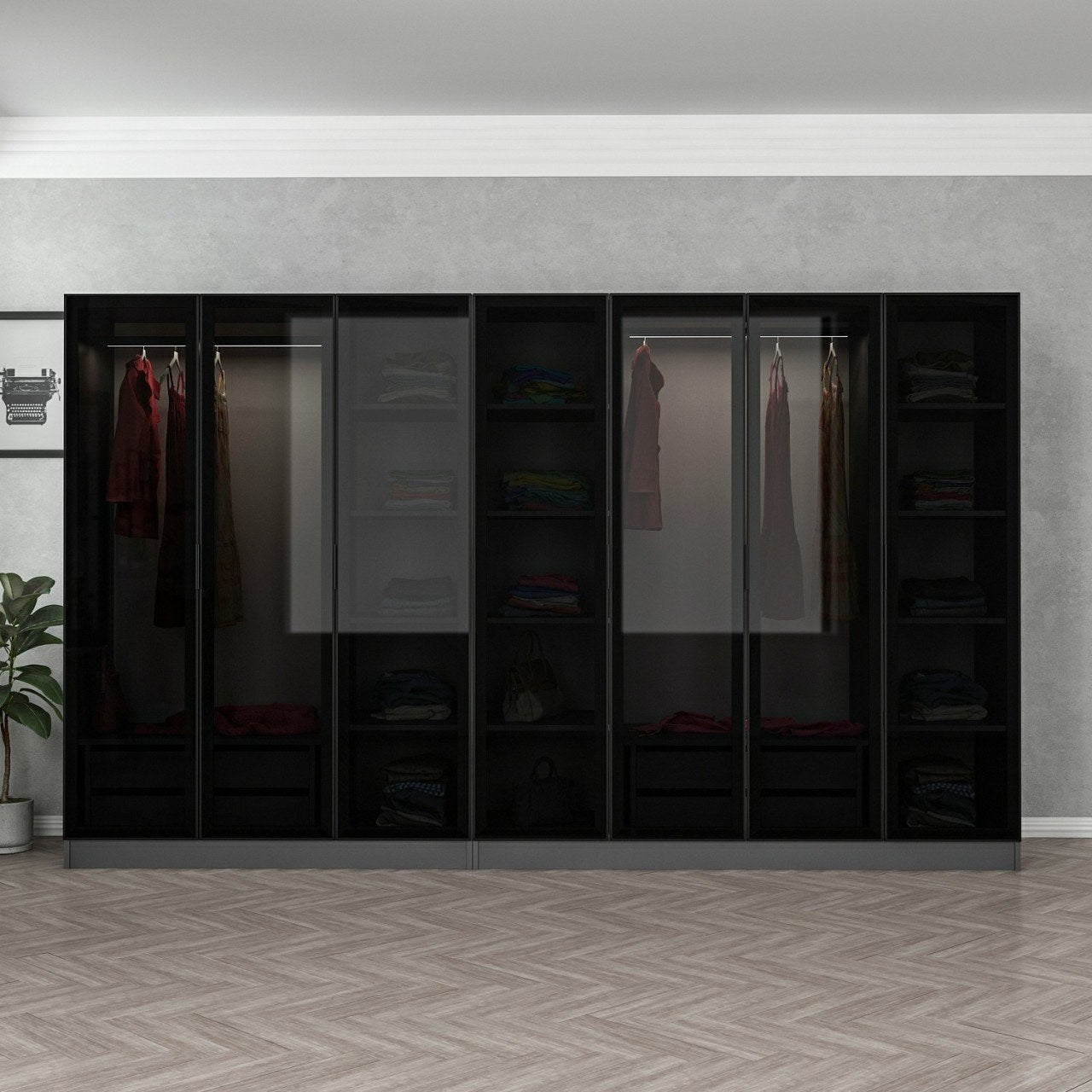 Ντουλάπα 315x190x52 εκ Anthracite Black 506MNR2985